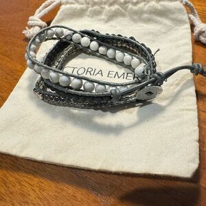 Victoria Emerson Wrap Bracelet - White and Black on Silver - $9